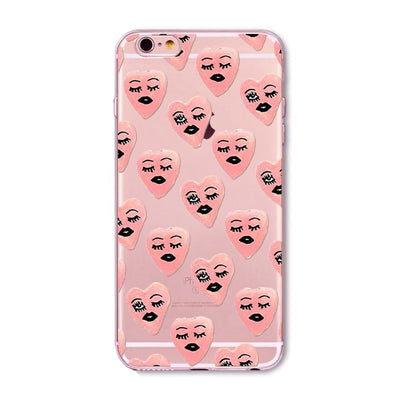 Watercolor Butterfly Pink Love Heart Transparent Silicon Protective Cell Phone Cover For iphone 7 6 6s 5 5s se 7 Plus Case