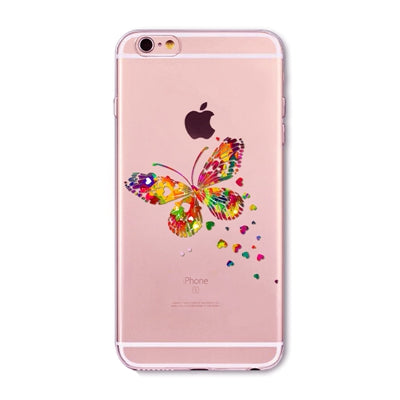 Watercolor Butterfly Pink Love Heart Transparent Silicon Protective Cell Phone Cover For iphone 7 6 6s 5 5s se 7 Plus Case