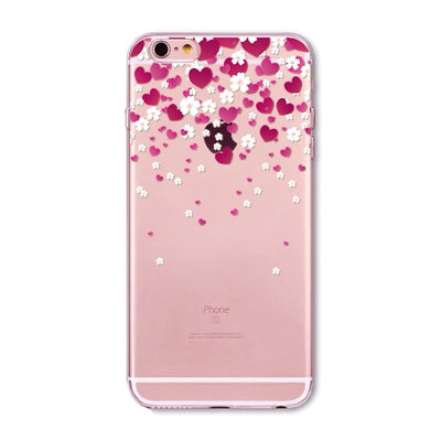 Watercolor Butterfly Pink Love Heart Transparent Silicon Protective Cell Phone Cover For iphone 7 6 6s 5 5s se 7 Plus Case