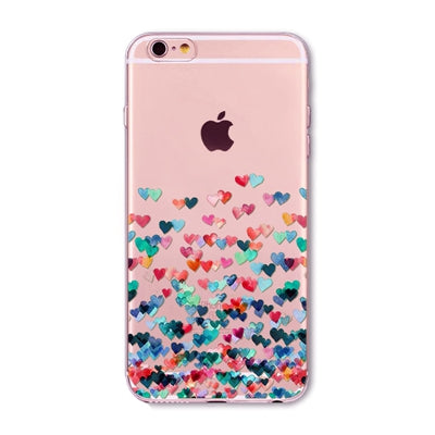 Watercolor Butterfly Pink Love Heart Transparent Silicon Protective Cell Phone Cover For iphone 7 6 6s 5 5s se 7 Plus Case