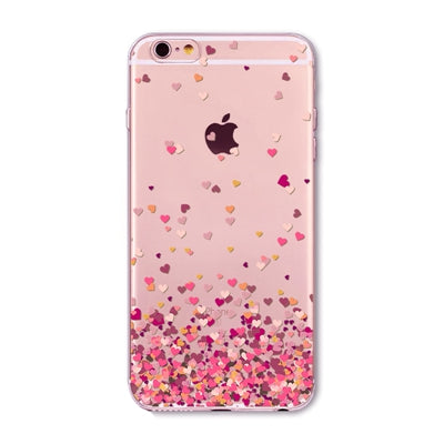 Watercolor Butterfly Pink Love Heart Transparent Silicon Protective Cell Phone Cover For iphone 7 6 6s 5 5s se 7 Plus Case