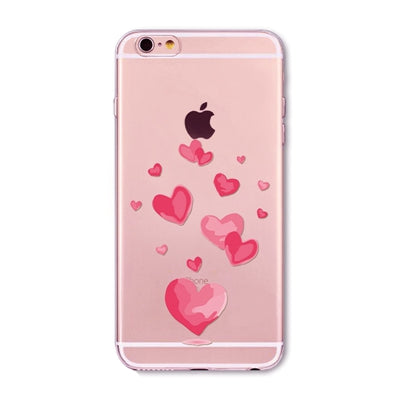 Watercolor Butterfly Pink Love Heart Transparent Silicon Protective Cell Phone Cover For iphone 7 6 6s 5 5s se 7 Plus Case