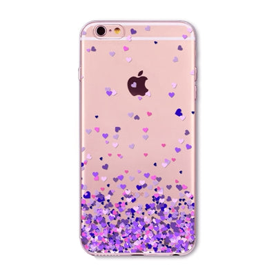 Watercolor Butterfly Pink Love Heart Transparent Silicon Protective Cell Phone Cover For iphone 7 6 6s 5 5s se 7 Plus Case