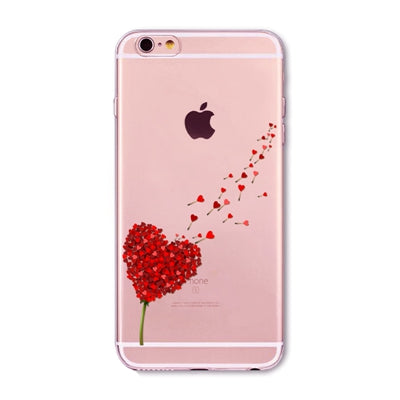 Watercolor Butterfly Pink Love Heart Transparent Silicon Protective Cell Phone Cover For iphone 7 6 6s 5 5s se 7 Plus Case