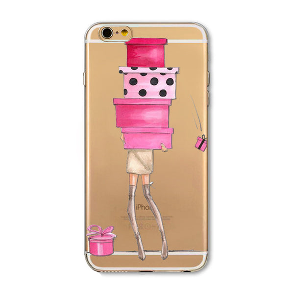 New Ice cream Donuts Macaron Pattern Case Cover For iphone 6 6S Cute Girl Dress Transparent Silicone Moblie Phone Bag Protective