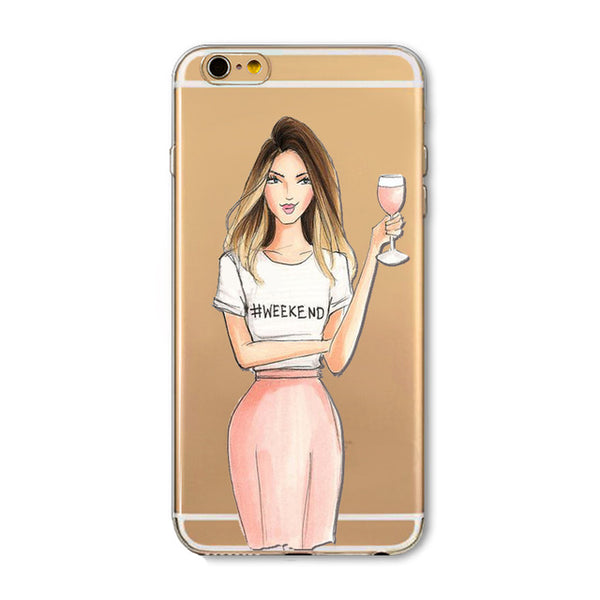 New Ice cream Donuts Macaron Pattern Case Cover For iphone 6 6S Cute Girl Dress Transparent Silicone Moblie Phone Bag Protective