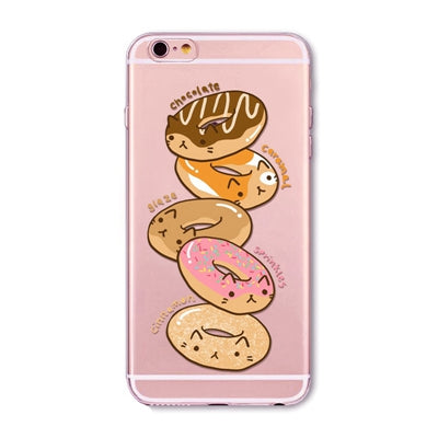 New Ice cream Donuts Macaron Pattern Case Cover For iphone 6 6S Cute Girl Dress Transparent Silicone Moblie Phone Bag Protective