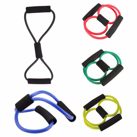 Portable Yoga Tube 8 Type High Quality Rubber Latex Muscle Training Resistance Band Elastic Pull Rope Gym Fitness RANDOM COLOR