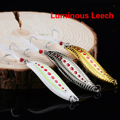 Metal VIB 3color 7/10/15/20g Luminous Leech BKK Hook fidget Spinners Spoon Angling Hard Baits Night FishingTackle Fishing Lures