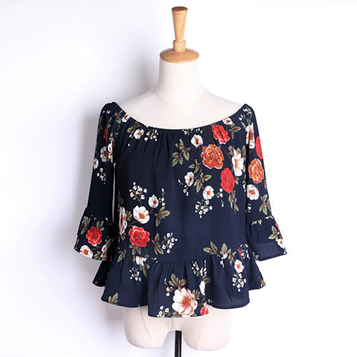 Women's Summer Blouses Off shoulder Tops Female White Chiffon Body Femme Ruffle Blouse And Shirts Floral For Women Tataria