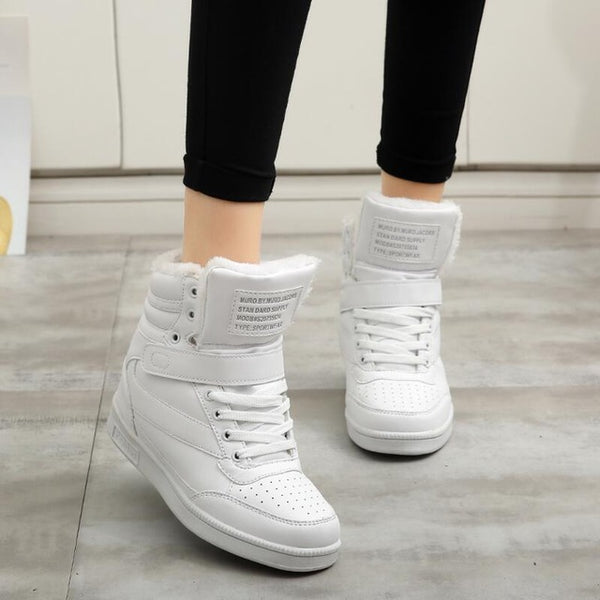 New 2017 Spring Autumn Ankle Boots Heels Shoes Women Casual Shoes Height Increased High Top Shoes Mixed Color Winter Boots