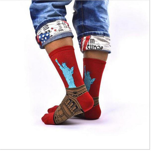 Fashion Art Cotton Crew Printed Socks Painting Character Pattern Women Men Harajuku Design Sox Calcetine Van Gogh Novelty Funny