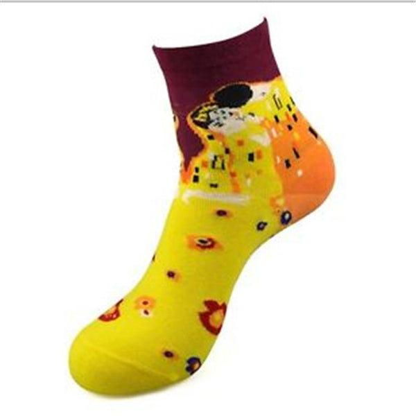 Fashion Art Cotton Crew Printed Socks Painting Character Pattern Women Men Harajuku Design Sox Calcetine Van Gogh Novelty Funny