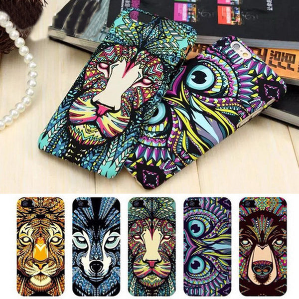 Brand Animals Lion Wolf Owl Pattern Hard Back Phone Case For iPhone 7 6 6s Plus se 5s Glow In The Dark Luminous Forest King Case