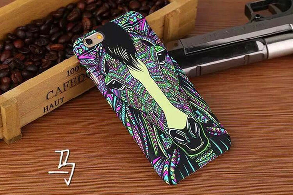 Brand Animals Lion Wolf Owl Pattern Hard Back Phone Case For iPhone 7 6 6s Plus se 5s Glow In The Dark Luminous Forest King Case