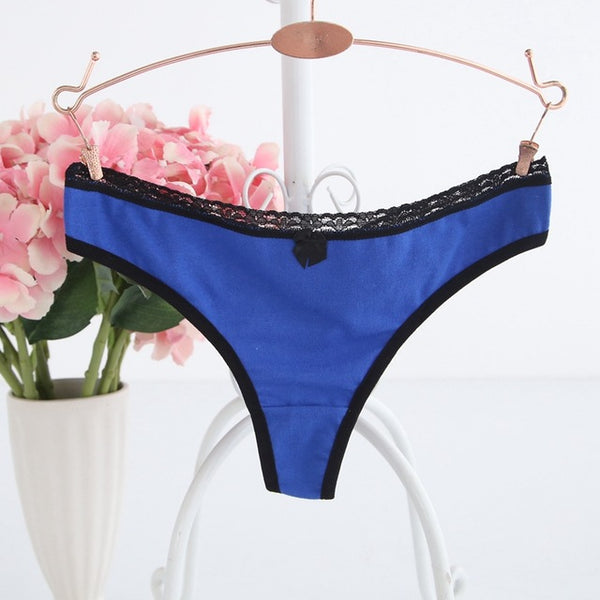 Ixuejie Plus Szie M L XL Low Waist Women Fahsion G String Sexy Panties Lace Underwear Cotton Briefs