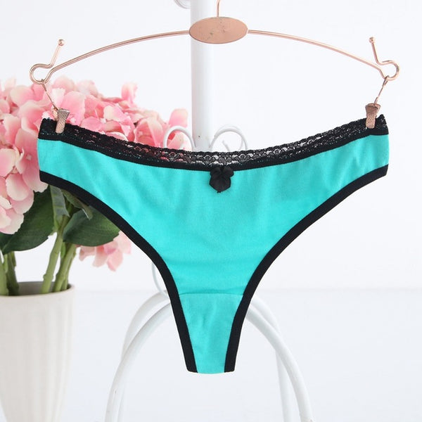 Ixuejie Plus Szie M L XL Low Waist Women Fahsion G String Sexy Panties Lace Underwear Cotton Briefs