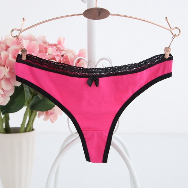 Ixuejie Plus Szie M L XL Low Waist Women Fahsion G String Sexy Panties Lace Underwear Cotton Briefs