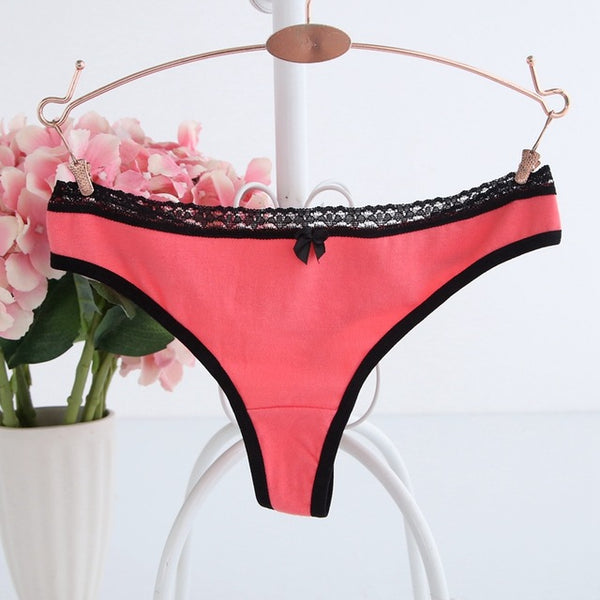 Ixuejie Plus Szie M L XL Low Waist Women Fahsion G String Sexy Panties Lace Underwear Cotton Briefs