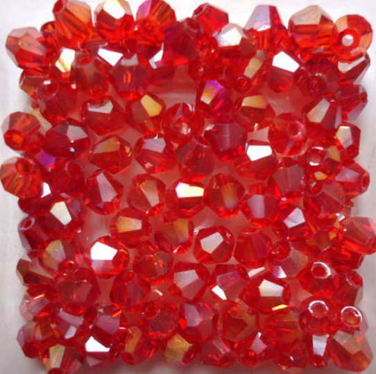 Isywaka Popular Sale Red AB 200pcs 4mm Bicone Austria Crystal Beads charm Glass Beads Loose Spacer Bead for DIY Jewelry Making