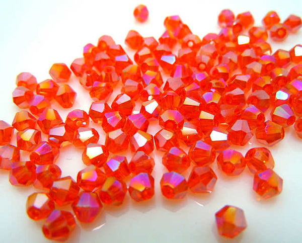 Isywaka Popular Sale Red AB 200pcs 4mm Bicone Austria Crystal Beads charm Glass Beads Loose Spacer Bead for DIY Jewelry Making