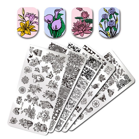 Various Flower Pattern Rectangle Nail Stamp Image Plate BORN PRETTY Floral Design Stamping Template