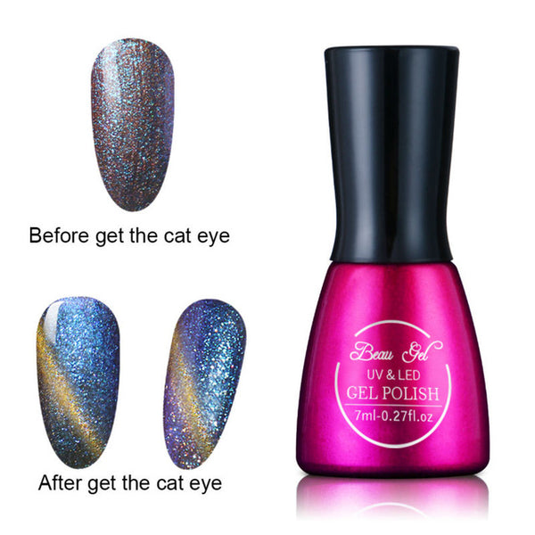 Beau Gel 7ml UV Chameleon Gel Nail 3D Magnetic Cat Eye Soak Off UV Gel Polish Glitter Varnish 24 Colors Long Lasting Nail Gel