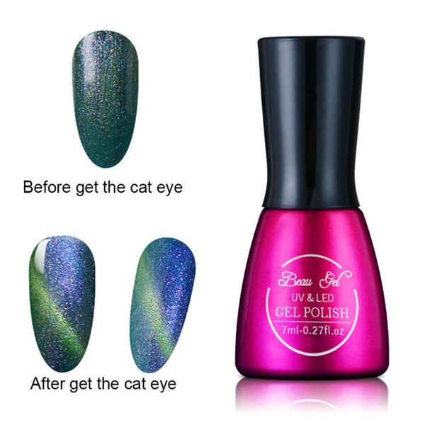 Beau Gel 7ml UV Chameleon Gel Nail 3D Magnetic Cat Eye Soak Off UV Gel Polish Glitter Varnish 24 Colors Long Lasting Nail Gel