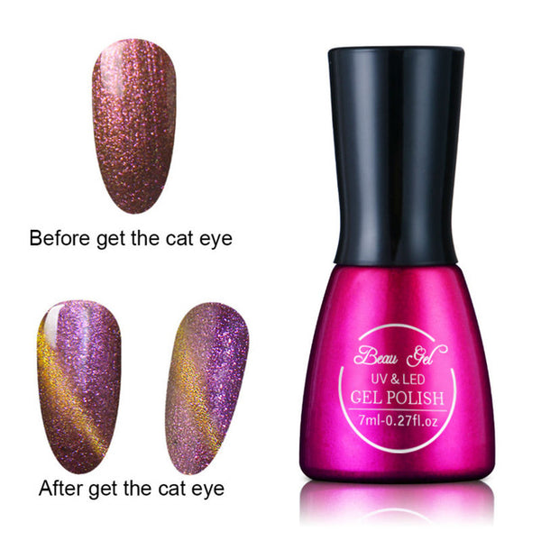 Beau Gel 7ml UV Chameleon Gel Nail 3D Magnetic Cat Eye Soak Off UV Gel Polish Glitter Varnish 24 Colors Long Lasting Nail Gel