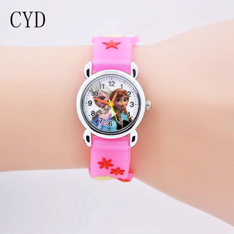 2017 fashion 3D Cartoon kids Watches Children Girls Boys Elsa and Anna Watch Casual Silicone Quartz Wristwatch Relogio Clock