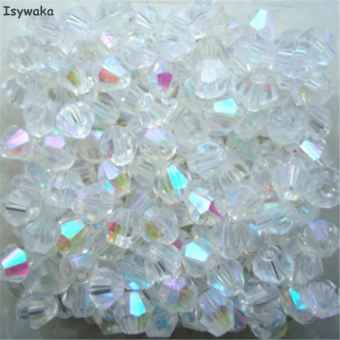 Isywaka Sale White AB Color 200pcs 4mm Bicone Austria Crystal Beads charm Glass Beads Loose Spacer Bead for DIY Jewelry Making