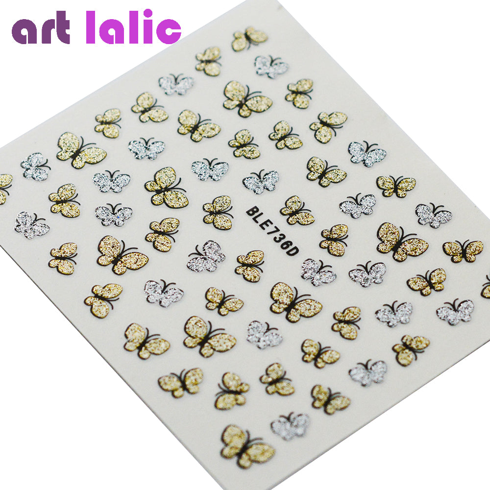 3D Butterfly Nail Art Shinning Glitter Stickers DIY Nail Sticker Decals Nail Art Accessories BLE7360