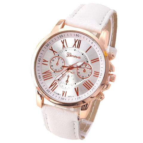 NEW Best Quality Geneva Platinum Watch Women PU Leather wristwatch casual dress reloj ladies gold gift Fashion Romantic