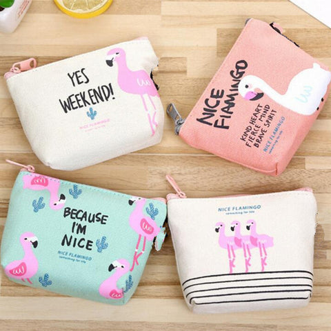 M111 2017 New Cute Women Purses Cartoon Bird Flamingo Obtrapezoid Coin Wallet Originality High Performance Price Ratio Card Bag