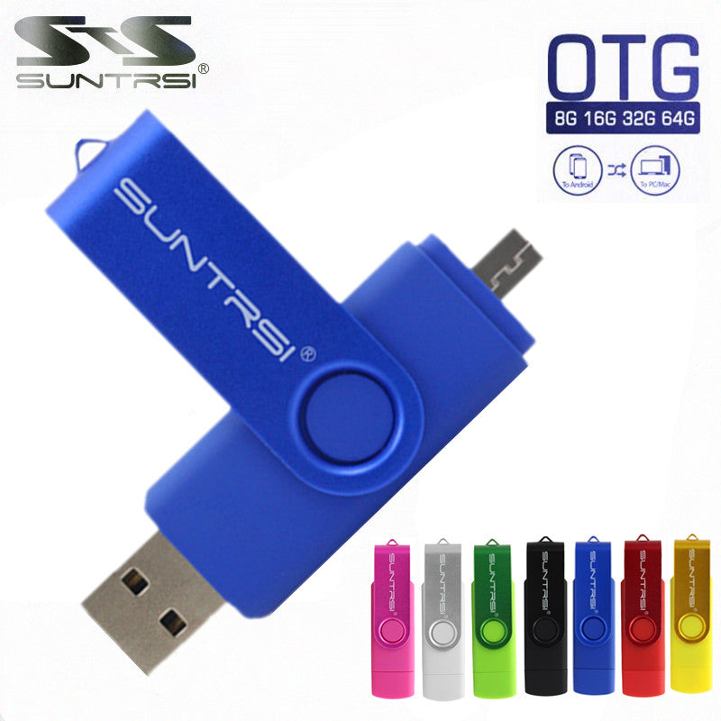 Suntrsi Smart Phone USB Flash Drive Metal Pen Drive 64gb pendrive 8gb OTG external storage micro usb memory stick Flash Drive