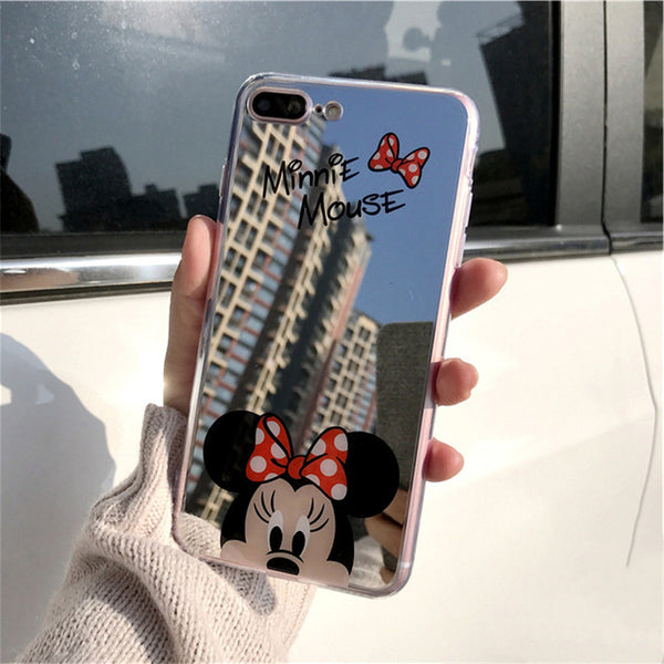 Mirror Cartoon Case Mickey Minnie For iPhone 7 6S SE 5S Cases Plating Soft Phone Cases For iPhone 6s 6 7 Plus Cover Coque Fundas