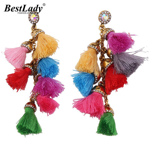 Best lady Fashion Statement Jewelry Women Tassel Long Wedding Big Earrings Women Trendy Dangle Drop Earrings Hot Sale 3968