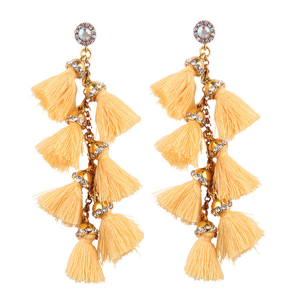 Best lady Fashion Statement Jewelry Women Tassel Long Wedding Big Earrings Women Trendy Dangle Drop Earrings Hot Sale 3968