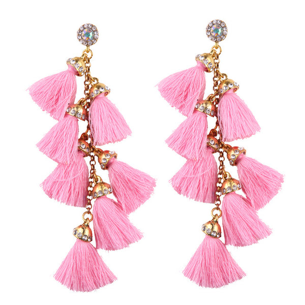 Best lady Fashion Statement Jewelry Women Tassel Long Wedding Big Earrings Women Trendy Dangle Drop Earrings Hot Sale 3968