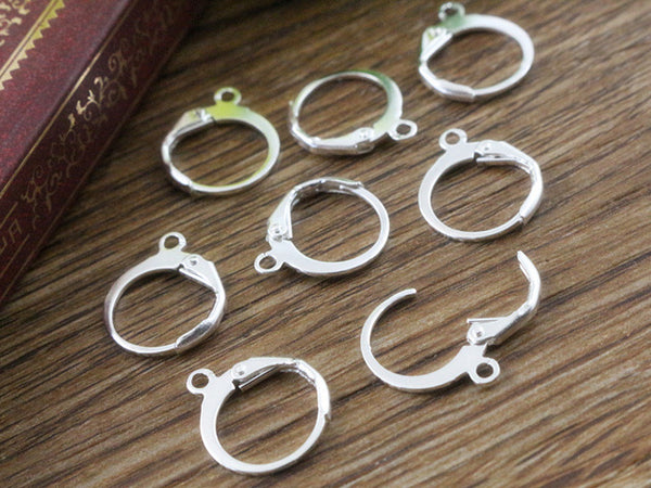 14x12mm 30pcs High Quality Silver And Gold Plated Brass French Earring Hooks Wire Settings Base Settings Whole Sale