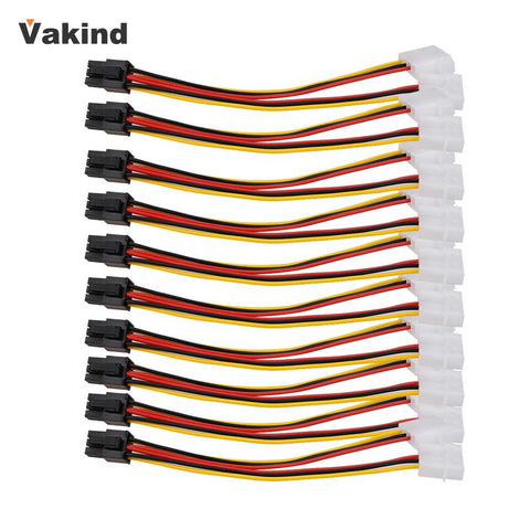 10PCS Molex 4 Pin to PCI-E PCI Express 6 Pin Power Converter Adapter Cable Connector Power Supply High Quality New Promotion
