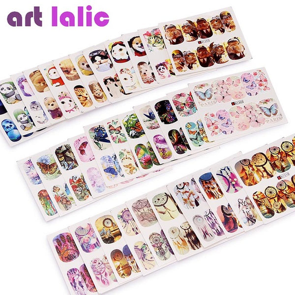 50 Sheets Mixed Designs Water Transfer Nail Art Sticker Watermark Decals DIY Decoration For Beauty Nail Tools Random Patterns