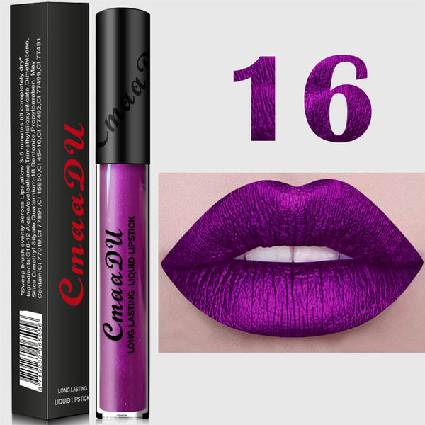 Women's Fashion Sexy best 12 Colors Metal Long Lasting Liquid nude Velvet Matte red Lipstick Waterproof pink lip gloss makeup