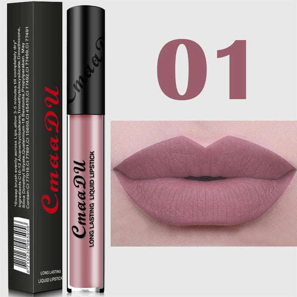 Women's Fashion Sexy best 12 Colors Metal Long Lasting Liquid nude Velvet Matte red Lipstick Waterproof pink lip gloss makeup