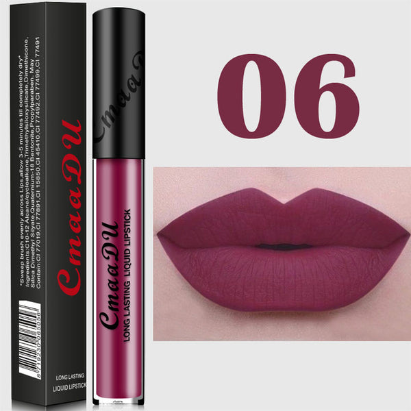 Women's Fashion Sexy best 12 Colors Metal Long Lasting Liquid nude Velvet Matte red Lipstick Waterproof pink lip gloss makeup