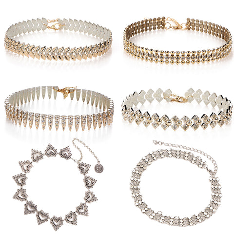 IF YOU 6 Types Fashion Boho Short Collares Gold Color Crystal Leaves Choker Necklaces For Women Wedding Birthday Chokers Jewelry