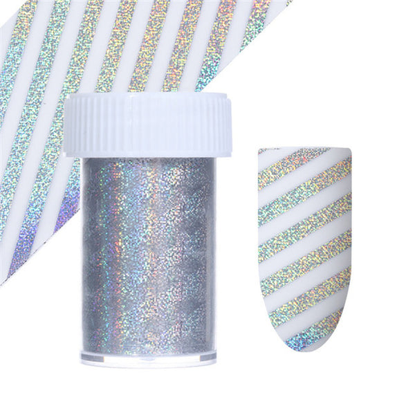 1 Roll 4*100cm Holo Starry Nail Foil Rose Flower Lace Silver Plaid Line Manicure Nail Art Transfer Sticker 10 Patterns Available