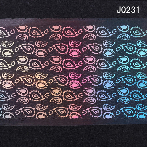 1 Roll 4*100cm Holo Starry Nail Foil Rose Flower Lace Silver Plaid Line Manicure Nail Art Transfer Sticker 10 Patterns Available