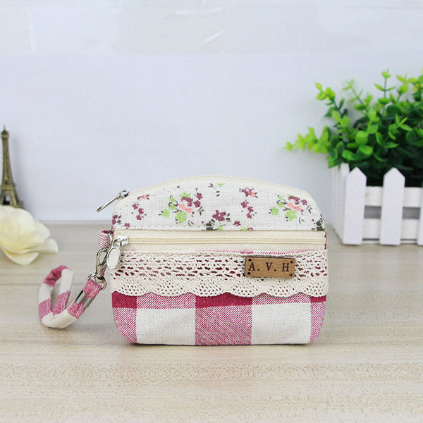 Katuner New Double Zipper Pouch Canvas Children Coin Purse For Girls Kids Wallet Women Clutch Card Bag Monedero Mujer KB027