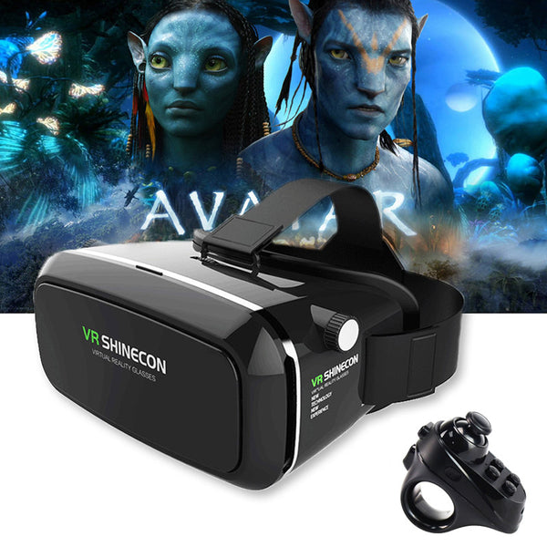 Original VR Shinecon Pro Goggles Virtual Reality Mobile VR 3D Glasses Headset BOX Cardboard Helmet for 4-6' Smartphone + Control